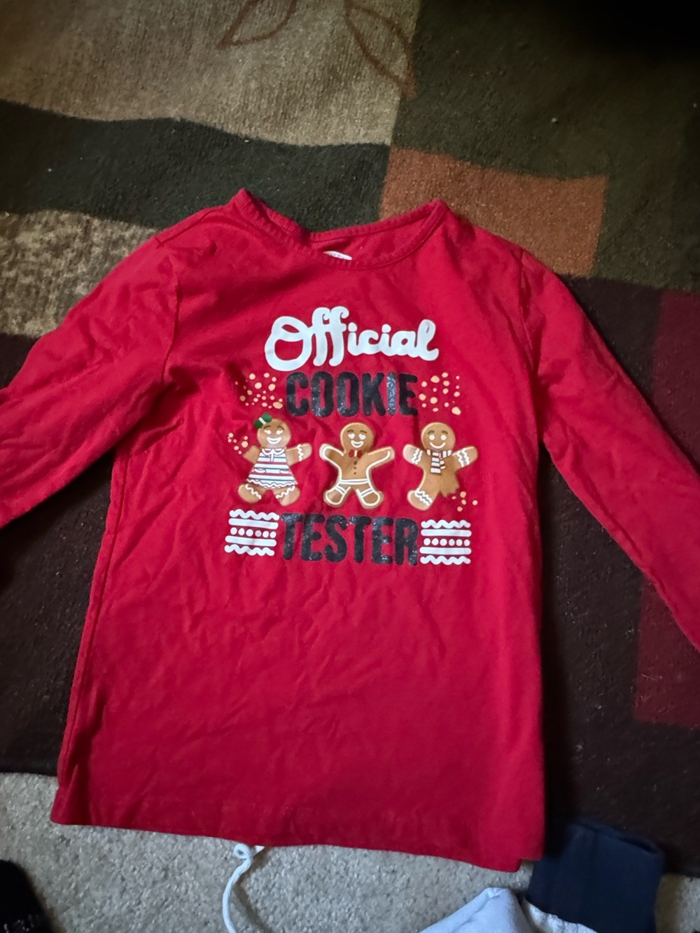 Holiday Time Red Long Sleeve "Official Cookie Tester" Kids Shirt